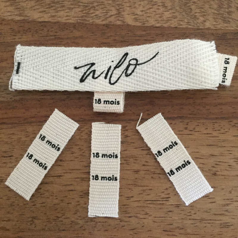 Etiquettes tailles vetements bébé coton bio