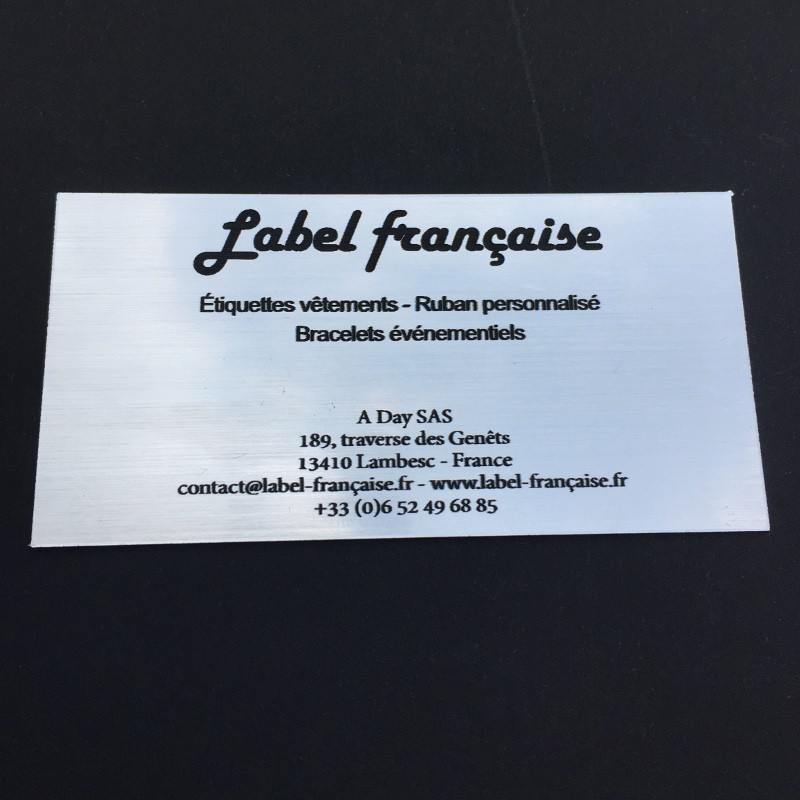 100 Cartes De Visite En Métal Aluminium - Vierges Pour Gravure Laser - Format 86x54mm - Argenté Et Noir